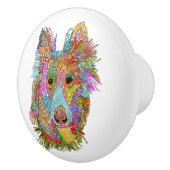 Schattigee en kleurrijke Sheltie Deurknop Keramische Knop (Rechts)