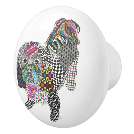 Schattigee en kleurrijke Shih Tzu deurknop - Keram Keramische Knop (Rechts)