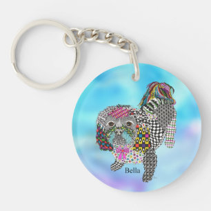 Schattigee en kleurrijke Shih Tzu Sleutelhanger