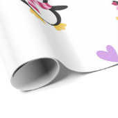 Schattigee en kleurrijke speelse pinguïns cadeaupapier (Rol Hoek)