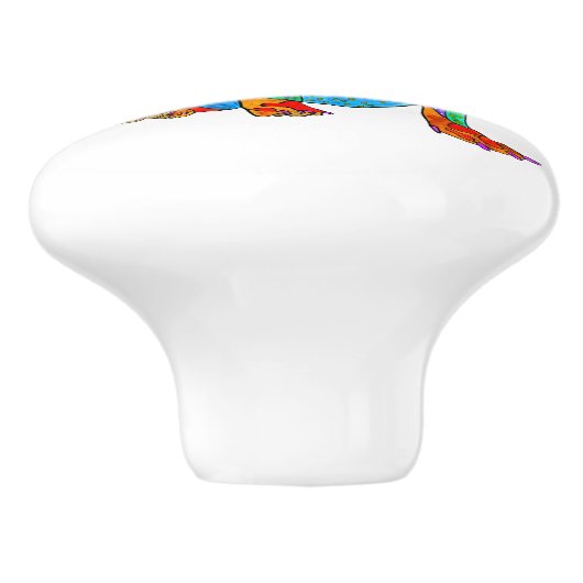 Schattigee en kleurrijke teckel deurknop - Keramis Keramische Knop (Zijkant)
