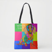 Schattigee en kleurrijke teckel liefhebber Canvas  Tote Bag (Voorkant)
