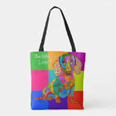 Schattigee en kleurrijke teckel liefhebber Canvas Tote Bag (Achterkant)