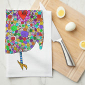 Schattigee en kleurrijke Uil Bloemen Keuken Handdo Theedoek (Quarter Fold)