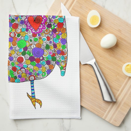 Schattigee en kleurrijke Uil Bloemen Keuken Handdo Theedoek (Quarter Fold)