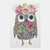 Schattigee en kleurrijke Uil Bloemen Keuken Handdo Theedoek (Verticaal)