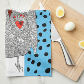 Schattigee en kleurrijke uil keukenhanddoek (Quarter Fold)