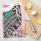 Schattigee en kleurrijke varkenskeukenhanddoek theedoek (Quarter Fold)