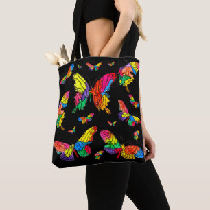 Schattigee en kleurrijke vlinders Canvas tas