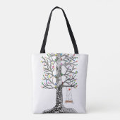 Schattigee en kleurrijke vogel op een Swing Canvas Tote Bag (Achterkant)