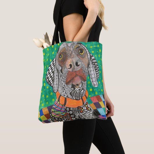 Schattigee en kleurrijke Weimaraner Canvas tas (Dichtbij)