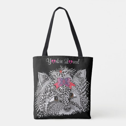 Schattigee en kleurrijke Yorkshire Terrier Canvas  Tote Bag (Achterkant)