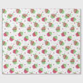 Schattigee en lekkere kerstkleurige cupcake cadeaupapier (Vlak)