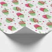 Schattigee en lekkere kerstkleurige cupcake cadeaupapier (Hoek)