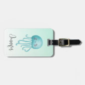 Schattigee en Leuke Blauw-Groene Kwallen Bagagelabel (Voorkant horizontaal)