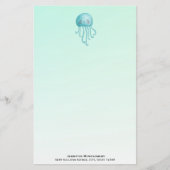 Schattigee en Leuke Blauw-Groene Kwallen Briefpapier (Voorkant)