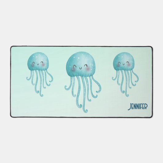 Schattigee en Leuke Blauw-Groene Kwallen Bureaumat (Voorkant)