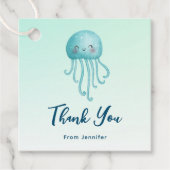 Schattigee en Leuke Blauw-Groene Kwallen Dank U Bedankjes Labels (Voorkant)