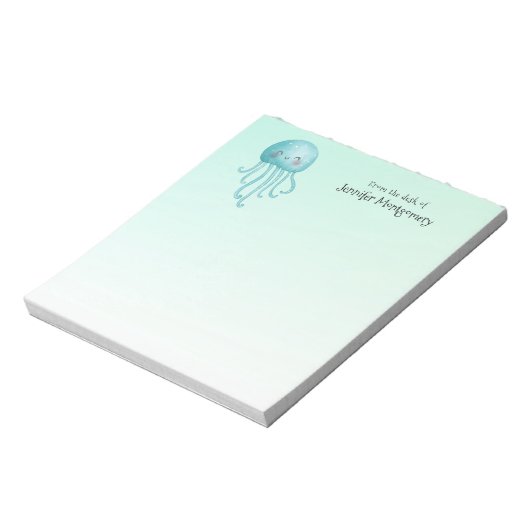 Schattigee en Leuke Blauw-Groene Kwallen Notitieblok (Linkerzijde)