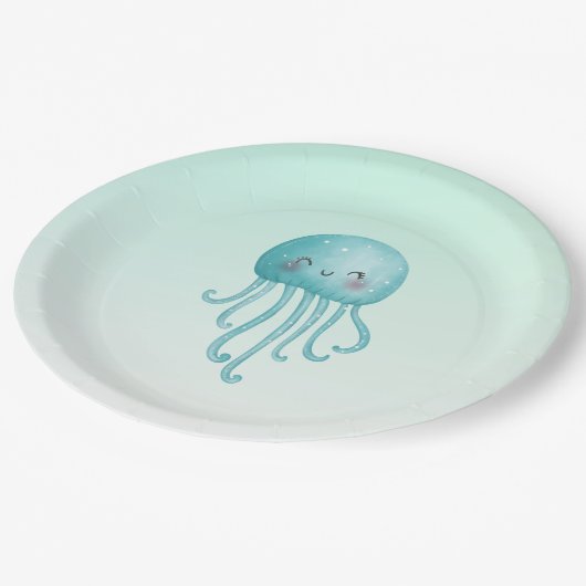 Schattigee en Leuke Blauw-Groene Kwallen Papieren Bordje