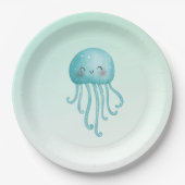 Schattigee en Leuke Blauw-Groene Kwallen Papieren Bordje (Voorkant)