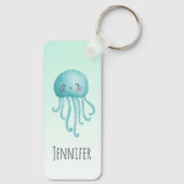 Schattigee en Leuke Blauw-Groene Kwallen Sleutelhanger (Achterkant)