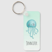 Schattigee en Leuke Blauw-Groene Kwallen Sleutelhanger (Voorkant)