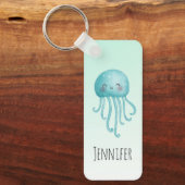 Schattigee en Leuke Blauw-Groene Kwallen Sleutelhanger (Voorkant)