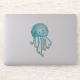 Schattigee en Leuke Blauw-Groene Kwallen Sticker