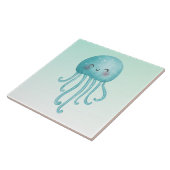 Schattigee en Leuke Blauw-Groene Kwallen Tegeltje (Zijkant)
