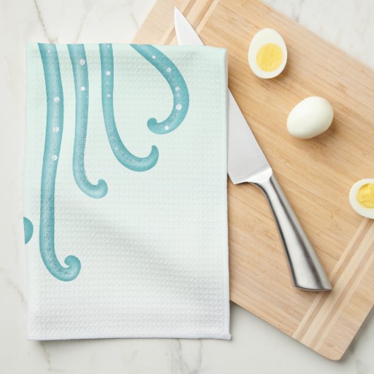 Schattigee en Leuke Blauw-Groene Kwallen Theedoek (Quarter Fold)