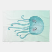 Schattigee en Leuke Blauw-Groene Kwallen Theedoek (Horizontaal)