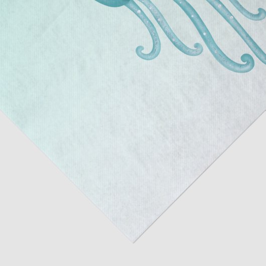 Schattigee en Leuke Blauw-Groene Kwallen Tissuepapier (Detail)