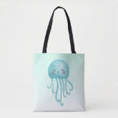 Schattigee en Leuke Blauw-Groene Kwallen Tote Bag (Voorkant)