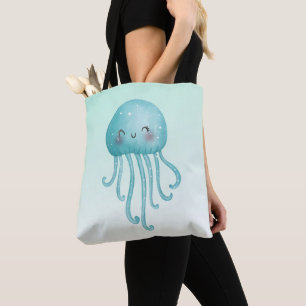 Schattigee en Leuke Blauw-Groene Kwallen Tote Bag