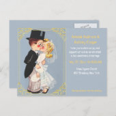 Schattigee en leuke cartoon bruiloft sjabloon (Voorkant / Achterkant)