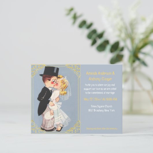 Schattigee en leuke cartoon bruiloft sjabloon (Staand voorkant)