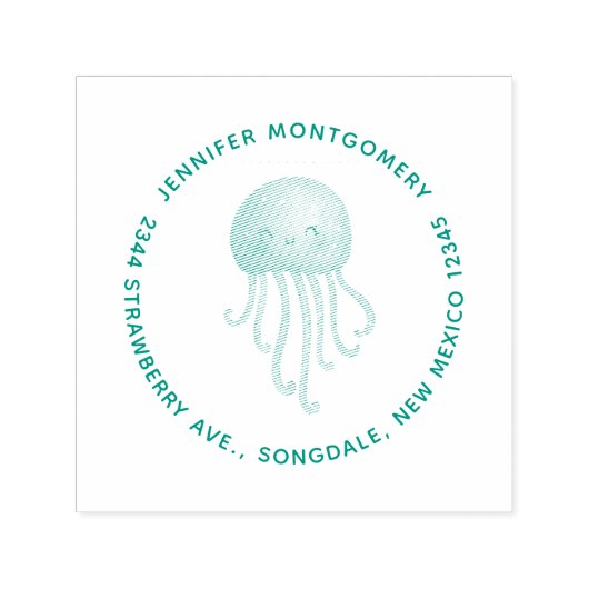 Schattigee en leuke kwallen Naam en adres Zelfinktende Stempel (Design)