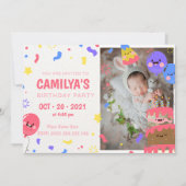 Schattigee en magische verjaardagsuitnodiging met  kaart (Voorkant)