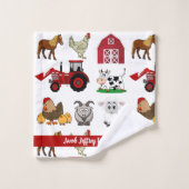 Schattigee en Moderne Boerderijdieren Patroon Dier Bad Handdoek (Wasdoekje)