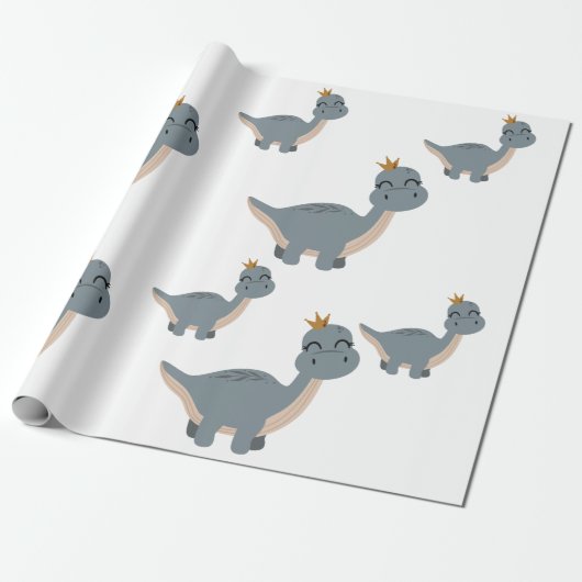 Schattigee en moderne Boho Dinosaur Party Cadeaupapier (Uitgerold)