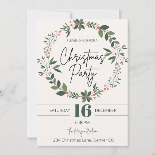 Schattigee en moderne kerstkrans kaart (Voorkant)