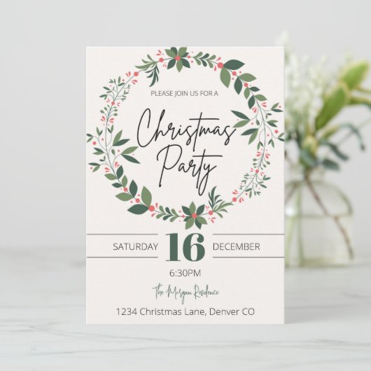 Schattigee en moderne kerstkrans kaart (Staand voorkant)