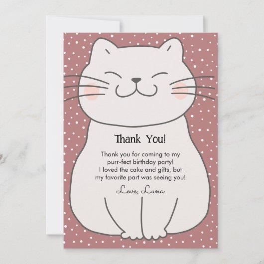 Schattigee en moderne kitten Verjaardag Bedankkaart (Voorkant)