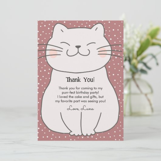 Schattigee en moderne kitten Verjaardag Bedankkaart