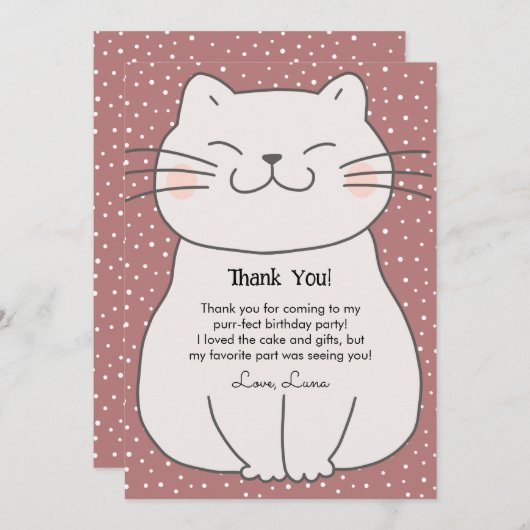 Schattigee en moderne kitten Verjaardag Bedankkaart (Voorkant / Achterkant)
