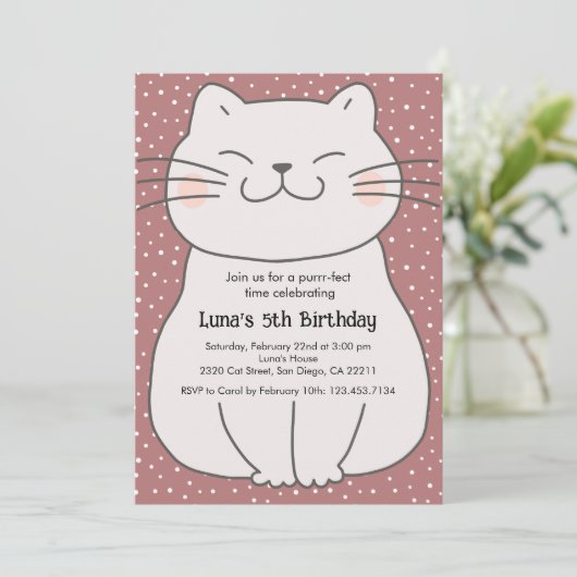 Schattigee en moderne kitten Verjaardag Kaart (Staand voorkant)