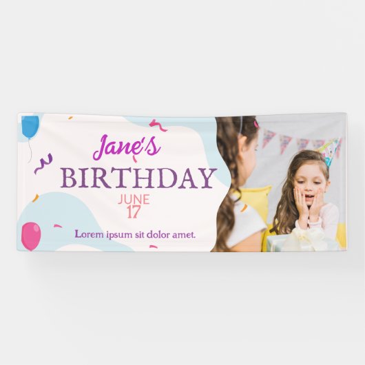 Schattigee en moderne verjaardagsfeestje horizonta spandoek (Horizontaal)