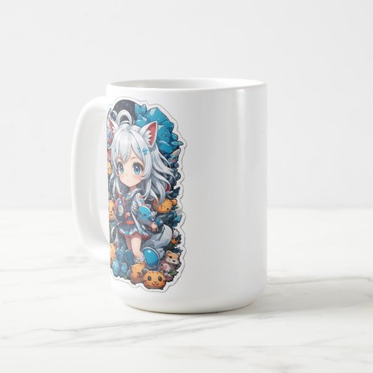 Schattigee en mooie anime stijl koffiemok (Voorkant links)