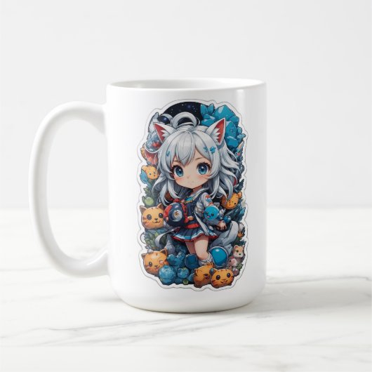 Schattigee en mooie anime stijl koffiemok (Links)